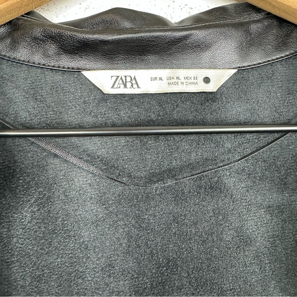 Zara Faux Leather Vegan Leather Button Down Blouse Top Size XL - Picture 10 of 11